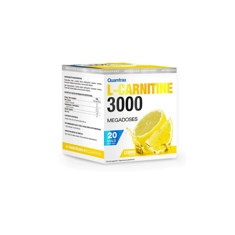 L- Carnitina 3000, sabor Limon , 20Viales - Quamtrax